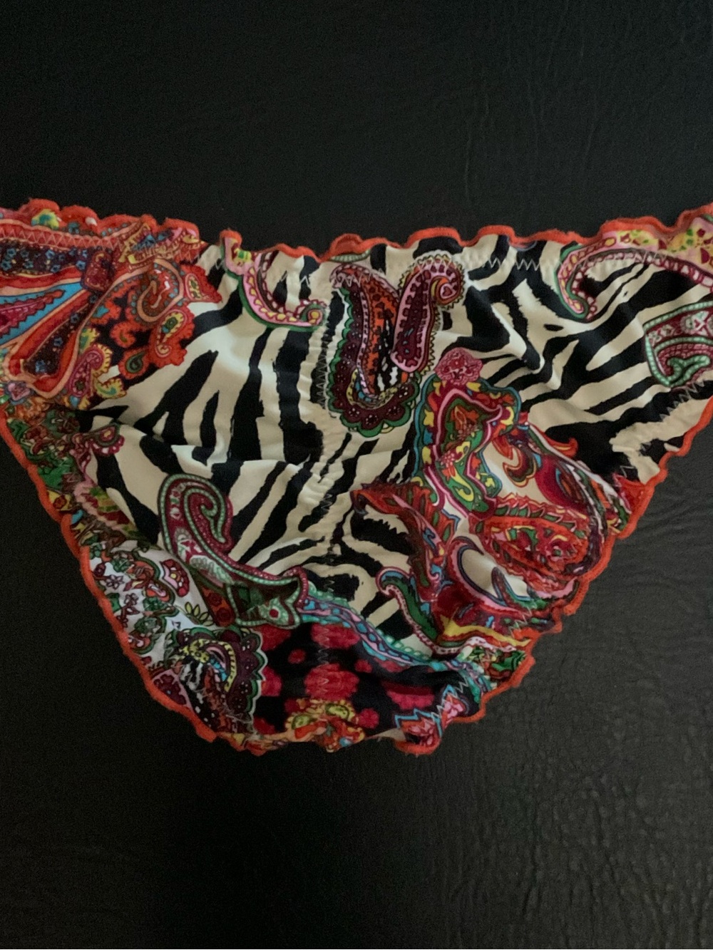 Luli Fama Paisley & Animal Print Ruched Back Full Bikini Bottom Size X-Small